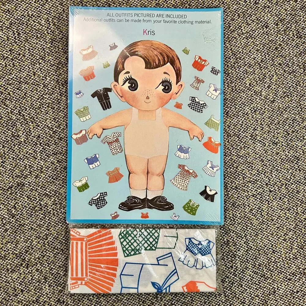 1970s Kotton Kutie Magic Touch-On Cotton Clothes Paper‎ Doll Unused